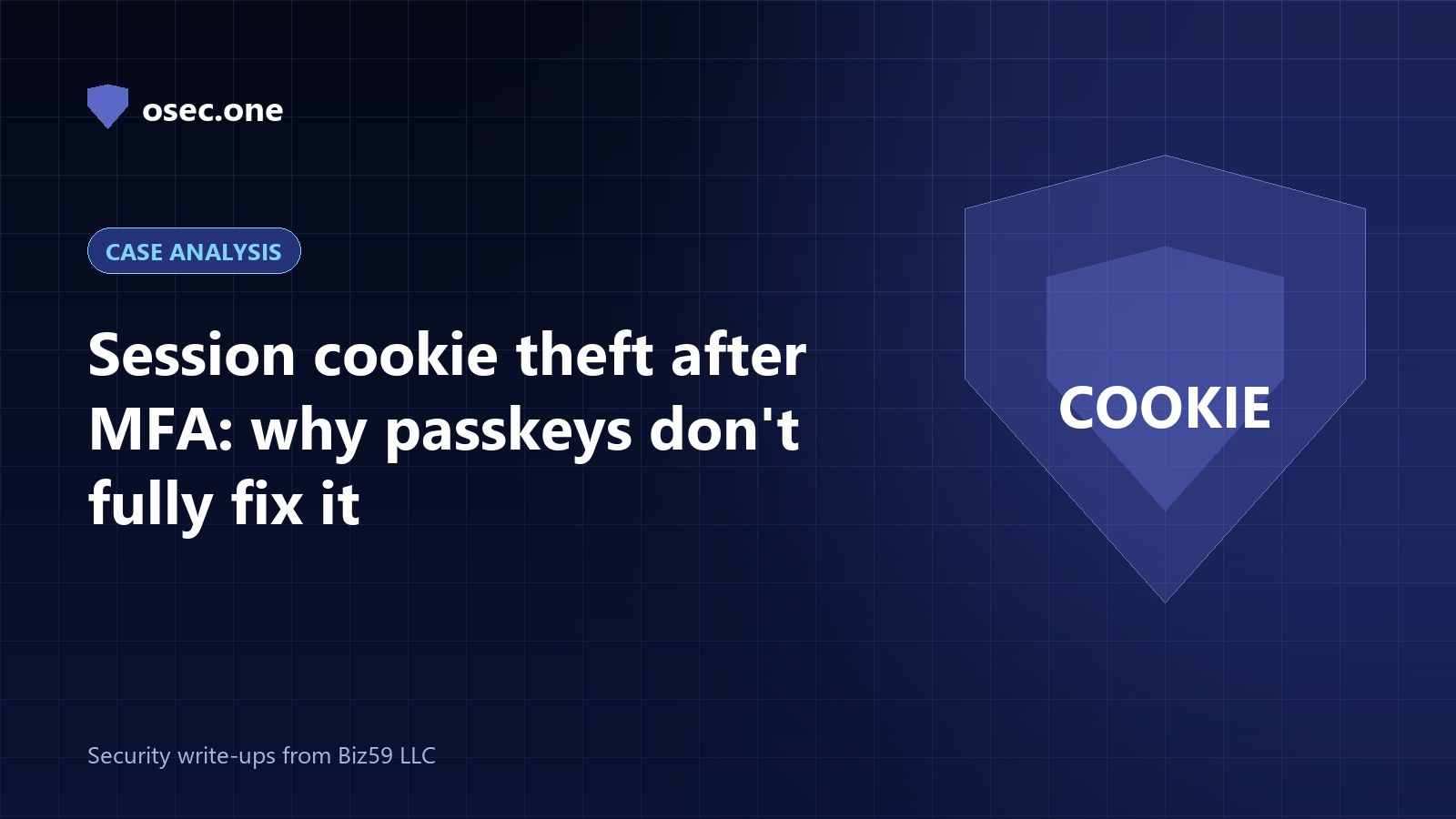 osec.one case analysis cover: session cookie theft after MFA and passkeys