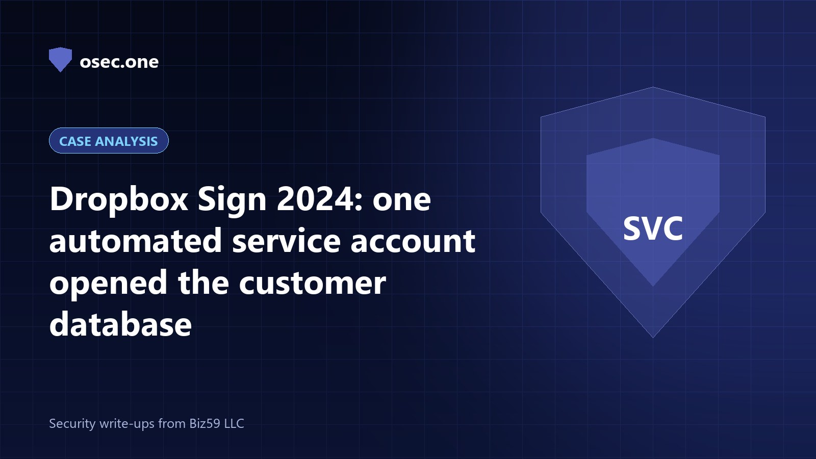 osec.one case analysis cover: Dropbox Sign 2024, one automated service account opened the customer database