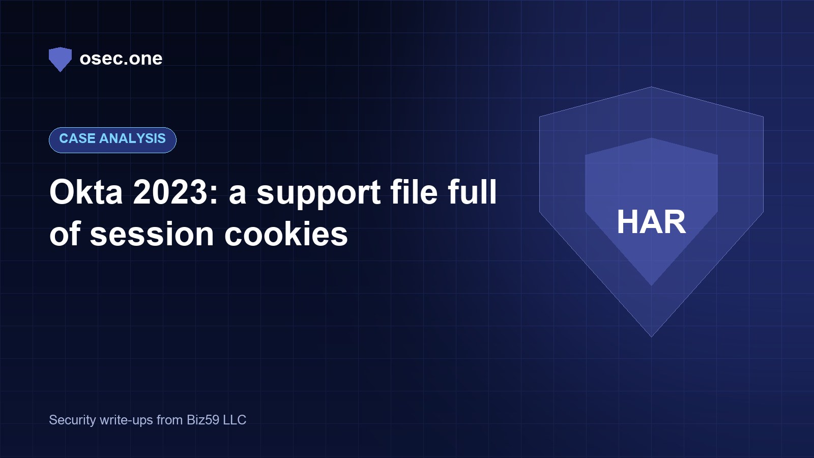 osec.one case analysis cover: Okta 2023 support-system breach and HAR files