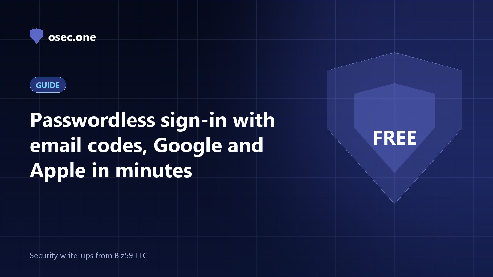 osec.one guide cover: passwordless sign-in with email codes, Google and Apple