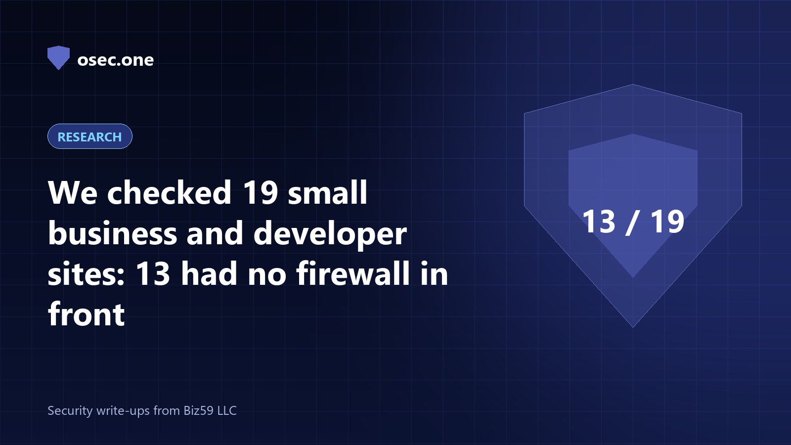 osec.one cover: 19 small sites, 13 with nothing in front