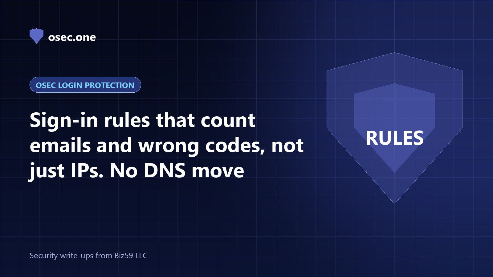 osec Login Protection cover: sign-in rules that count emails and wrong codes