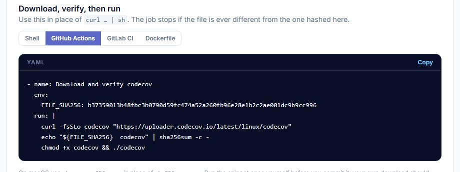The GitHub Actions tab of the Pinned download result: a step with FILE_SHA256 in env and a run script that downloads, checks with sha256sum -c and only then runs the file